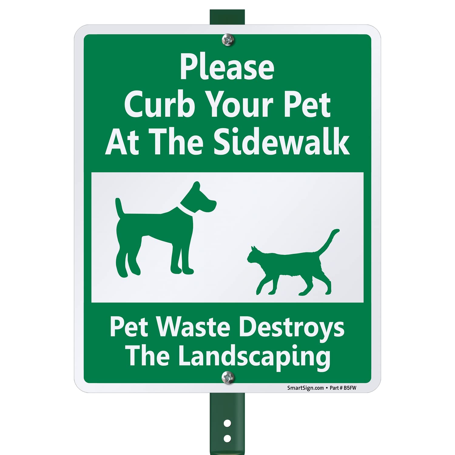 SmartSign 12 x 10 Inch 'Please Curb Your Pet' Yard Sign - Rustproof Aluminum Pet Waste Sign with 3ft Stake, 40mil Laminated (Green/White) - Perfect for Sidewalks, Parks & Landscaping Areas