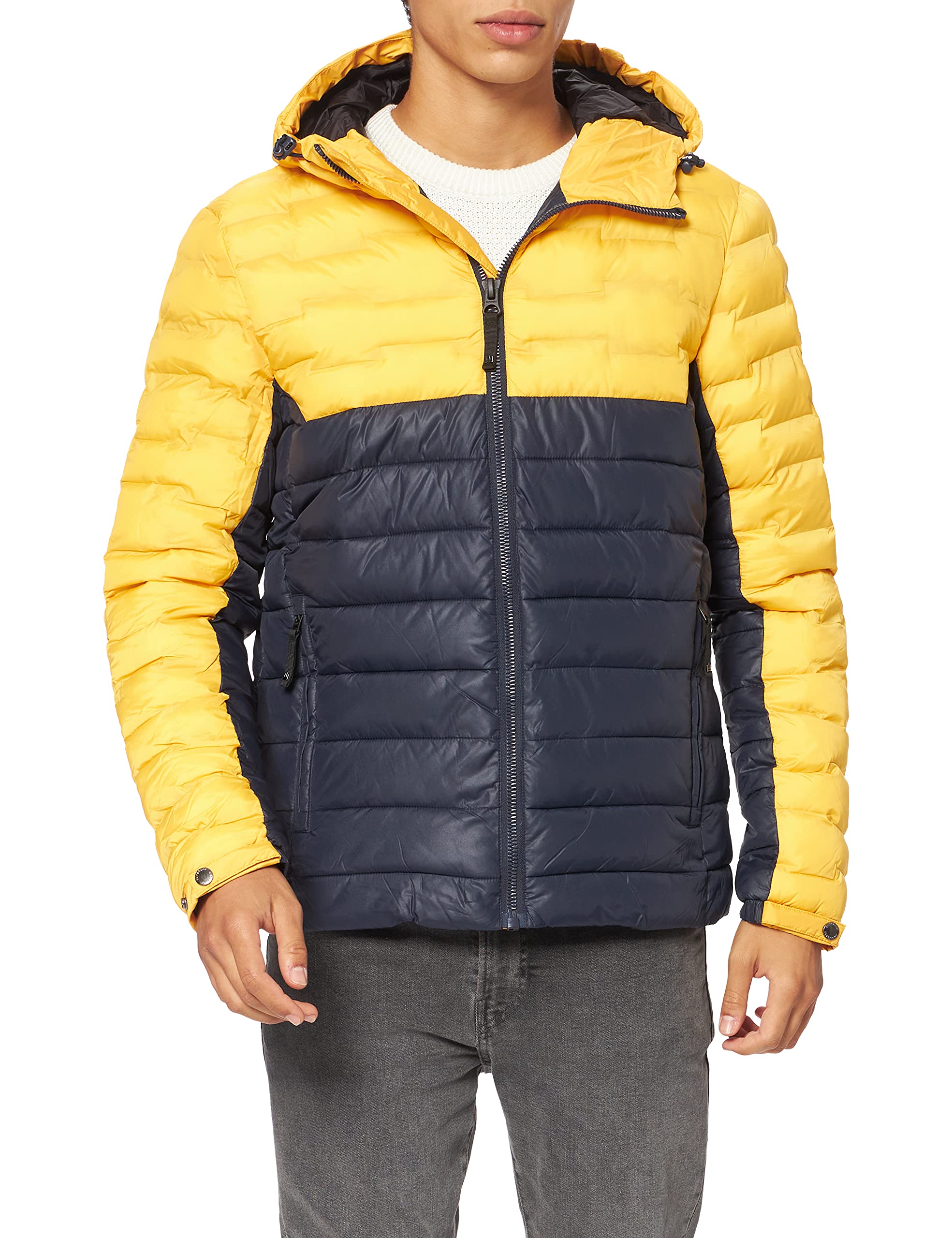 Superdry Men's Radar Quilt Mix Padded Jacket - Slim Fit Winter Coat with Bungee Cord Hood | Water-Resistant Lightweight Jacket for Outdoor Activities, Hiking & Urban Fashion