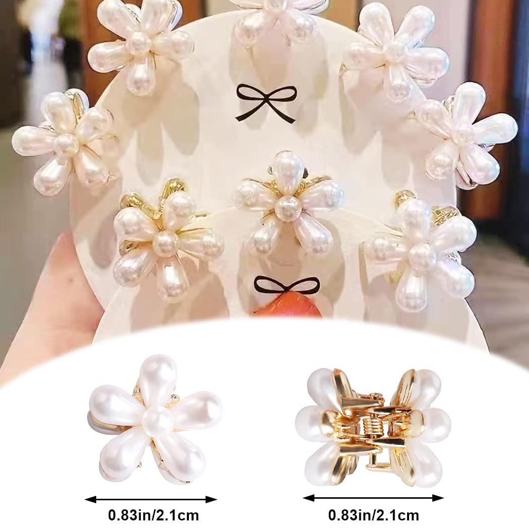 15 Pack Floral Hair Clips with Pearls - Cute Mini Flower Barrettes & Tiny Hair Claw Clips for Women & Girls - Non-Slip Hair Accessories for Thin or Thick Hair - Perfect for Weddings, Parties & Everyday Styling