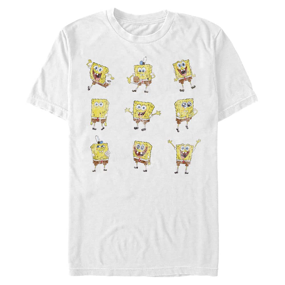Nickelodeon SpongeBob SquarePants Sponge Grid Graphic Men's Big & Tall Short Sleeve T-Shirt - Casual Wear, Cosplay, and Gift for Cartoon Fans