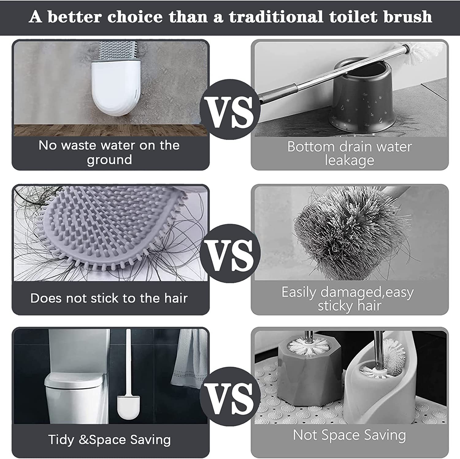 Roktry Flexible Toilet Brush and Holder Set with Silicone Bristles - Compact Bathroom Cleaning Brush for Tight Spaces, Easy Storage & Organization (Multicolor) - Perfect for Small Bathrooms, RVs & Apartments
