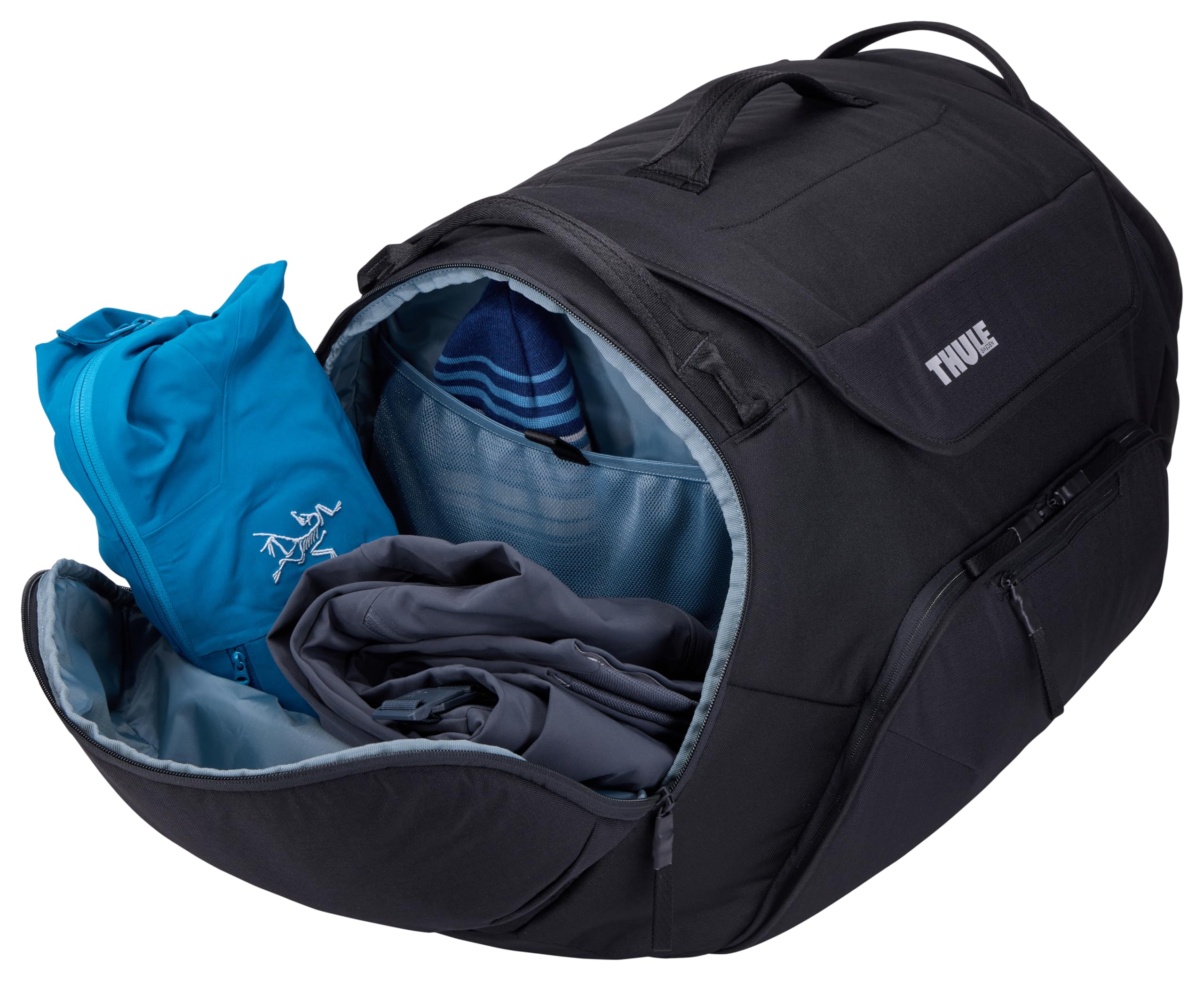 Thule Waterproof Duffel Bag with Adjustable Shoulder Strap - Large Travel Gym Sports Bag for Men & Women - Perfect for Camping, Hiking, Workout & Air Travel (Black)