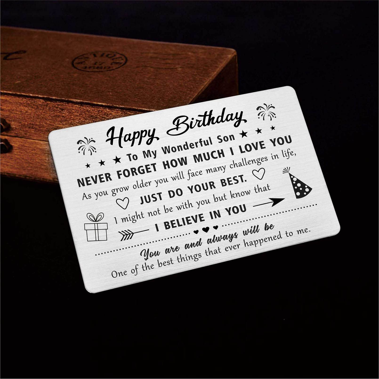 Personalized Engraved Metal Wallet Card - Unique Son Birthday Gift for Men | Perfect for Father's Day, Graduation & Special Occasions
