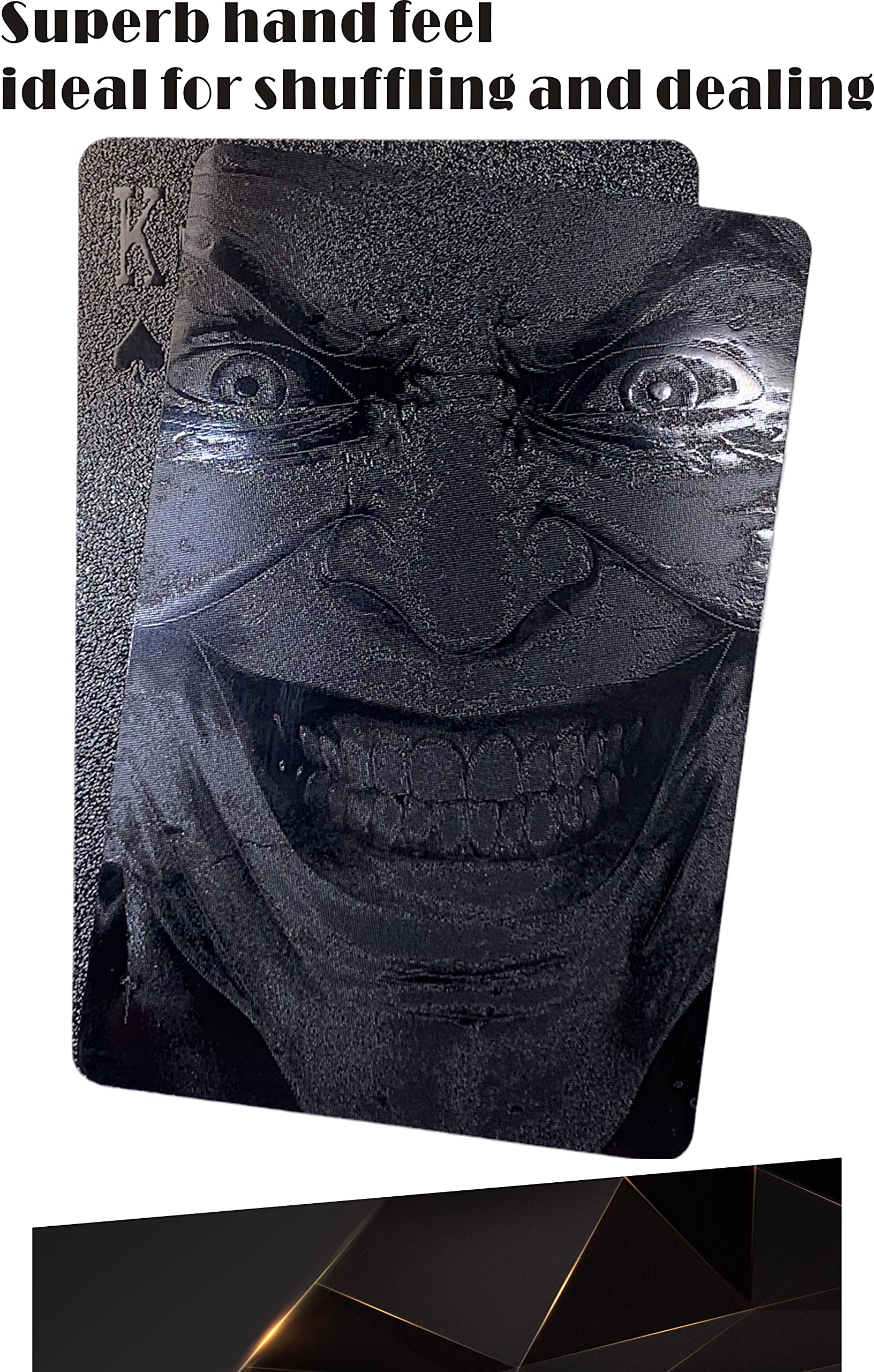 Black Playing Cards Deck - 2 Pack Premium PET Plastic Poker Cards with Evil Smile Clown Design | Waterproof, Unique Themed Magic & Party Game Cards for Poker Nights, Card Tricks, and Casino-Themed Events