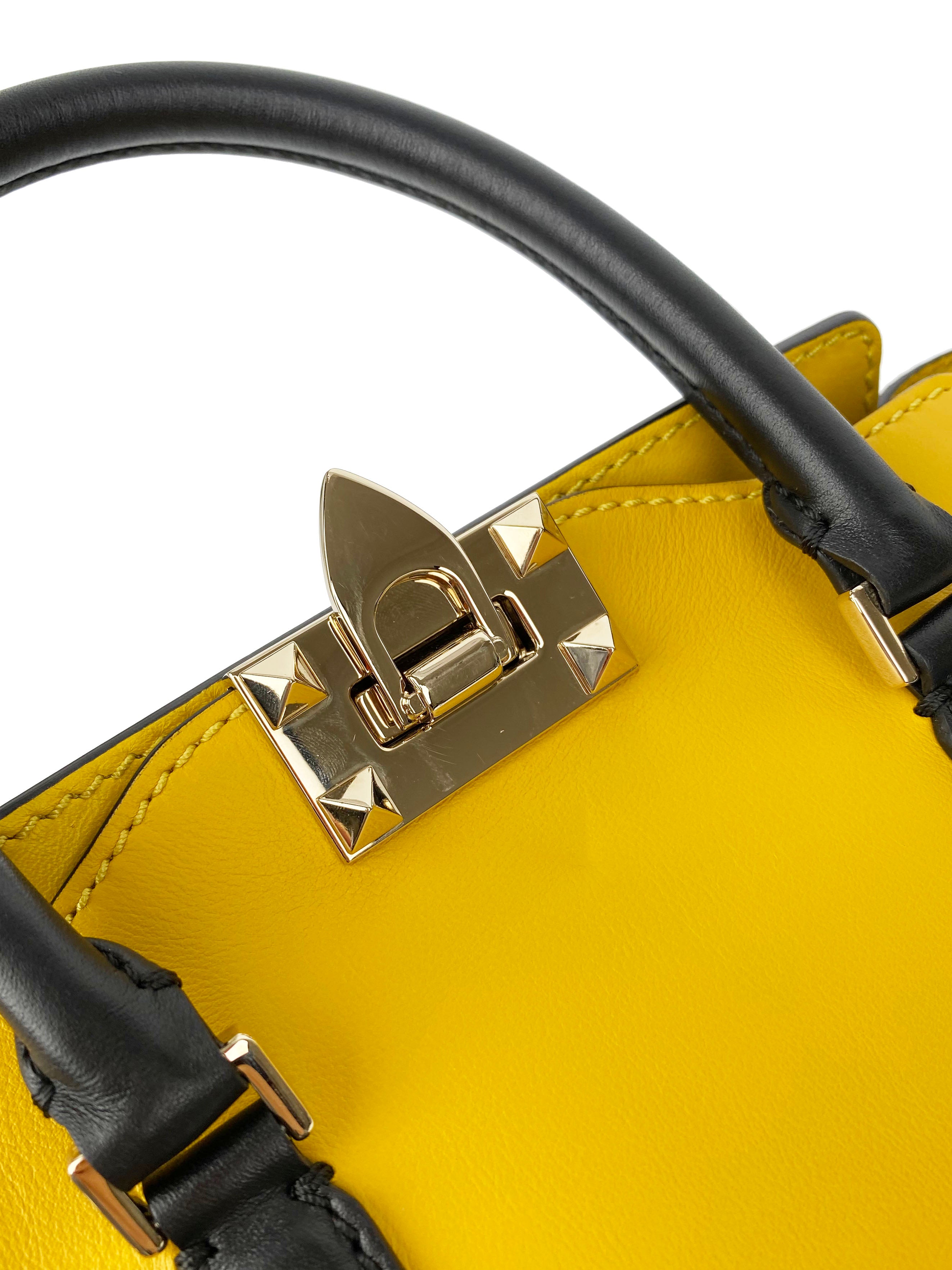 Valentino Black & Yellow Rockstud Handbag for Women | Luxury Designer Shoulder Bag | Perfect for Evening Parties, Date Nights & Special Occasions