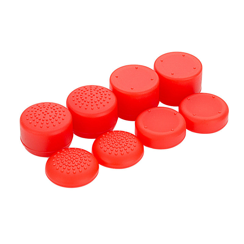 eXtremeRate 8 Red Silicone Rubber Precision Raised Analog Thumb Grips for PS4 Slim & PS4 Pro Controllers - Enhanced Gaming Performance for FPS, Racing & Action Games (ZXBJ1224)