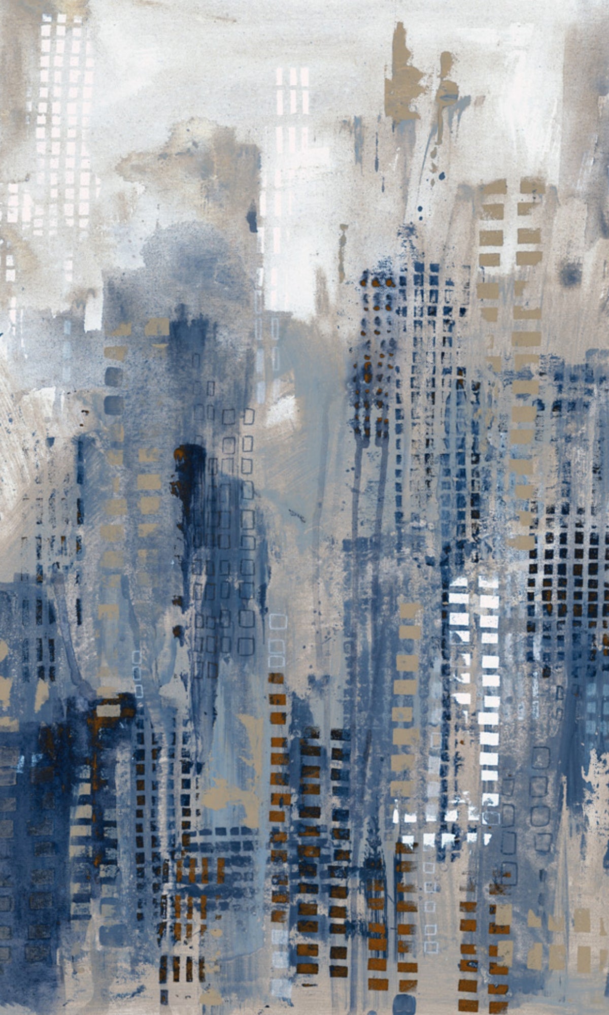Blue New York Skyline City Scapes Wallpaper RM2066 - Premium Peel & Stick Wall Mural for Home & Office Decor | Perfect for Living Room, Bedroom, or Workspace