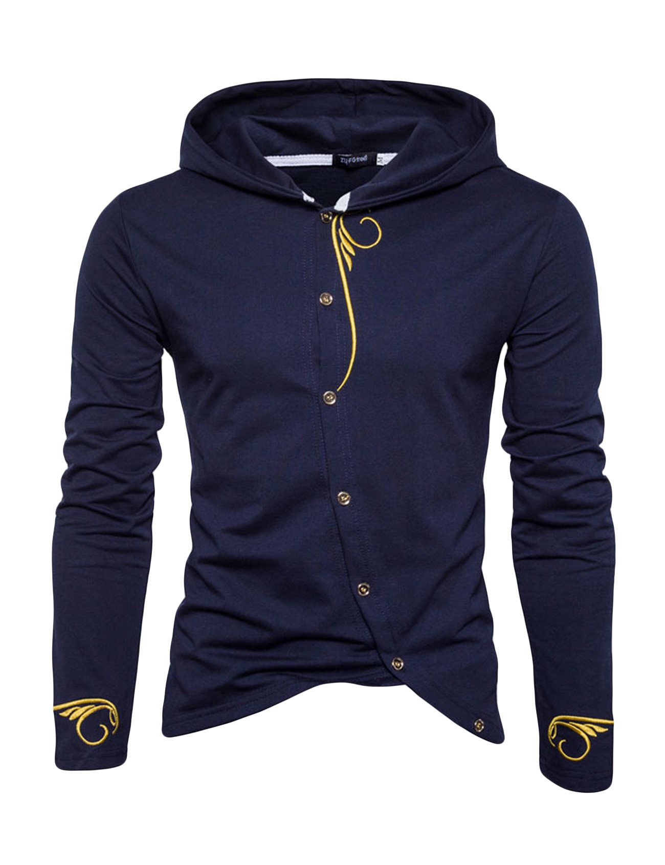 Men's Fashion Hoodie with Embroidery & Button Details - Stylish Casual Wear for Everyday Outfits & Streetwear Looks