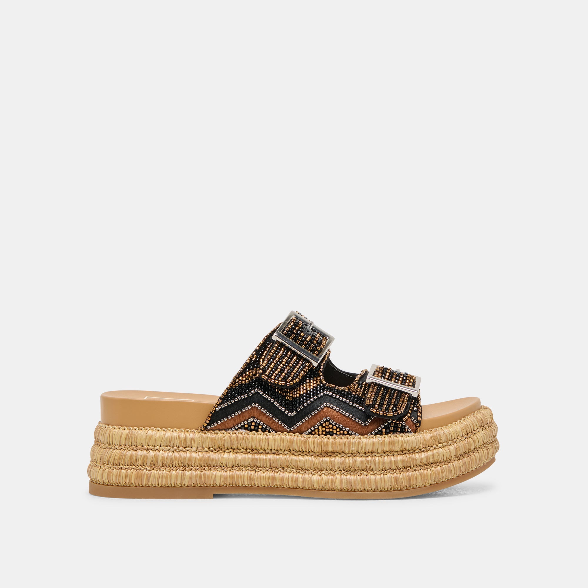 WIXIE Women's Beaded Sandals - Black Multi-Colored Bohemian Style Flat Sandals for Summer, Beach, and Casual Outings