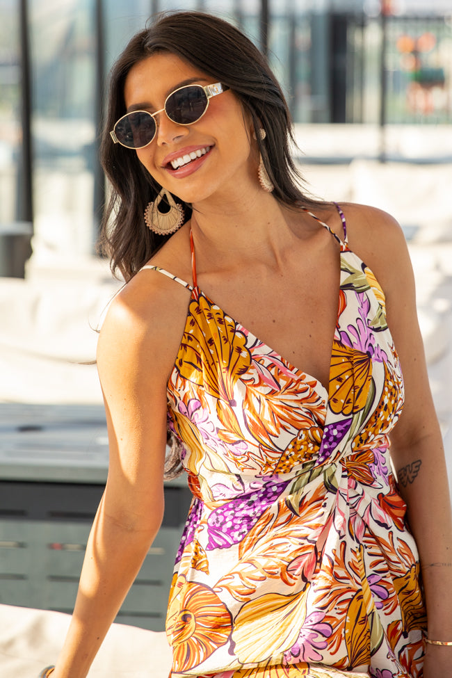 Lush Tropics Tropical Print Jumpsuit for Women - Floral Hawaiian Summer Romper - Beach Vacation Outfit, Pool Party Wear & Casual Summer Dress
