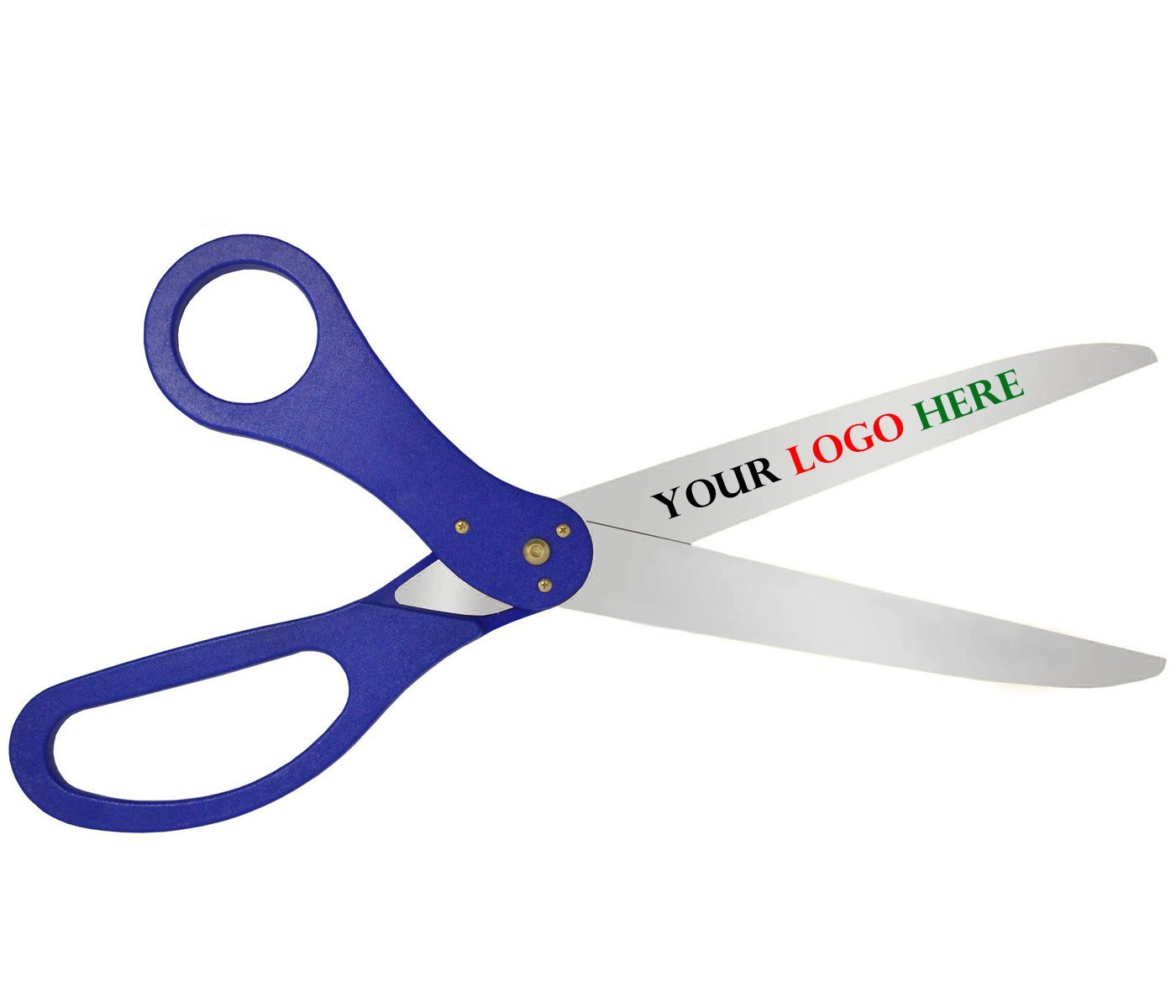Custom Logo Ribbon Cutting Scissors - 30 Inch Long with Blue Handles & Silver Blades | Perfect for Grand Openings, Ceremonies, and Special Events | Engraved Scissors for Business Promotions and Branding