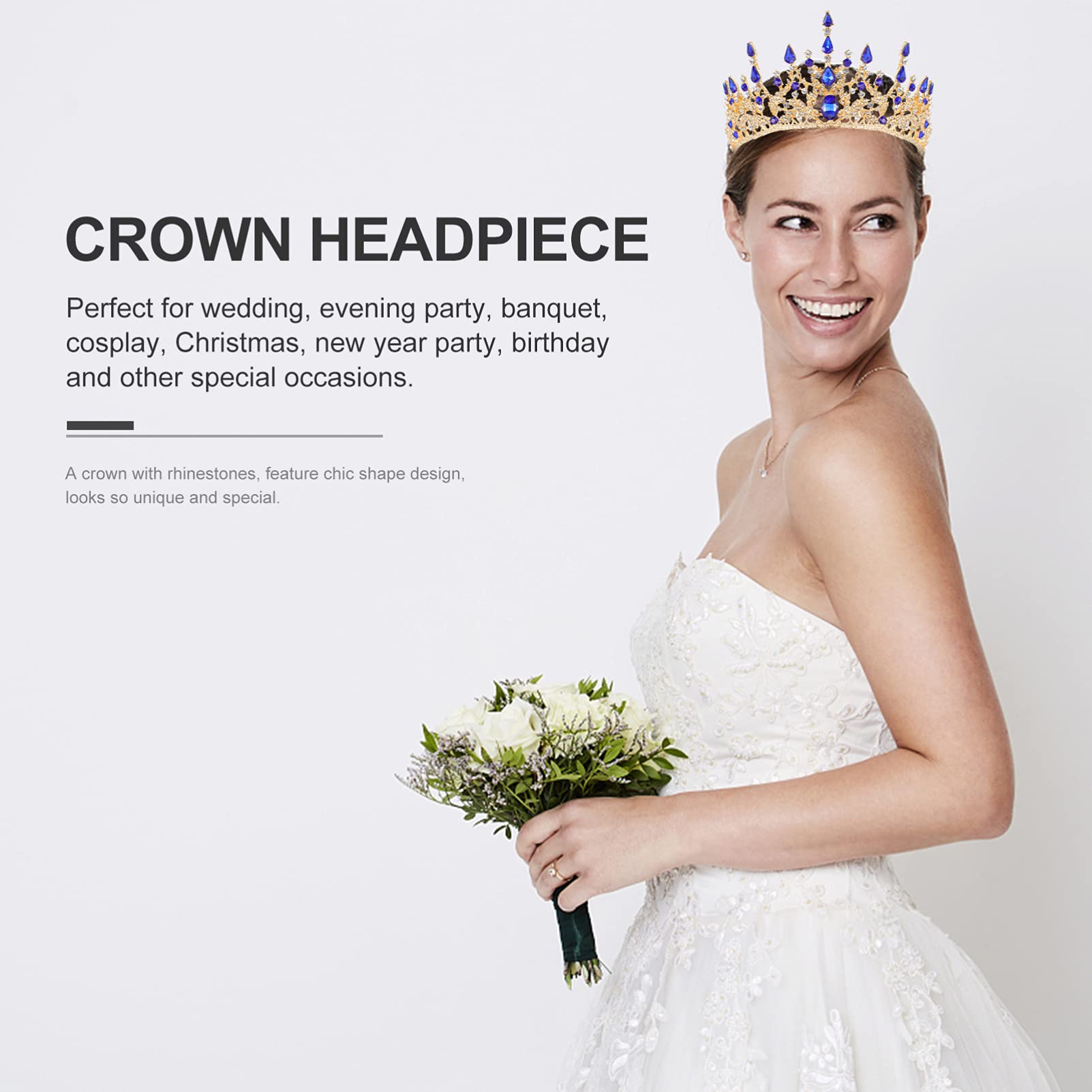 Elegant Rhinestone Bridal Tiara Crown for Weddings - Baroque Style Alloy Hairpiece with Veil for Brides, Prom, Miss Pageants & Birthday Celebrations - Perfect for Wedding Photos, Ceremonies & Special Occasions