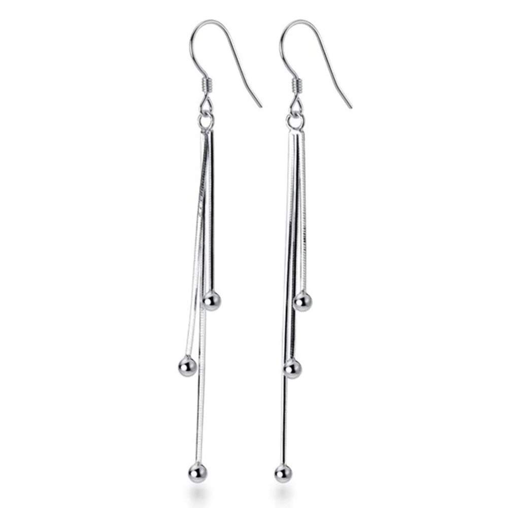 Elegant S925 Sterling Silver Tiny Beaded Ball Threader Tassel Drop Earrings for Women | Lightweight Hypoallergenic Dangle Earrings | Perfect Gift for Best Friend, Birthday Party, Wedding & Everyday Wear