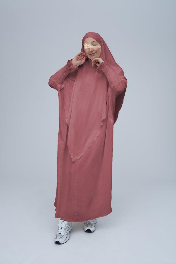 Elegant Pink Prayer Gown for Women - Lightweight & Breathable Islamic Salah Dress for Umrah, Hajj, or Daily Prayers - Perfect for Home, Mosque & Religious Ceremonies