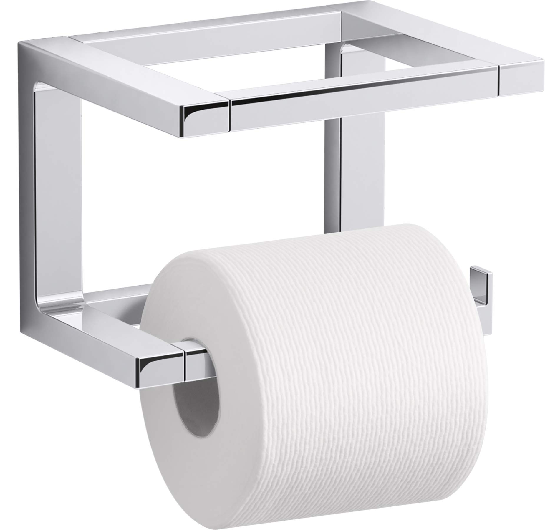 Kohler 31750-CP Draft Pivoting Toilet Paper Holder - Adjustable Wall-Mounted Bathroom Tissue Dispenser for Modern Homes & Commercial Spaces