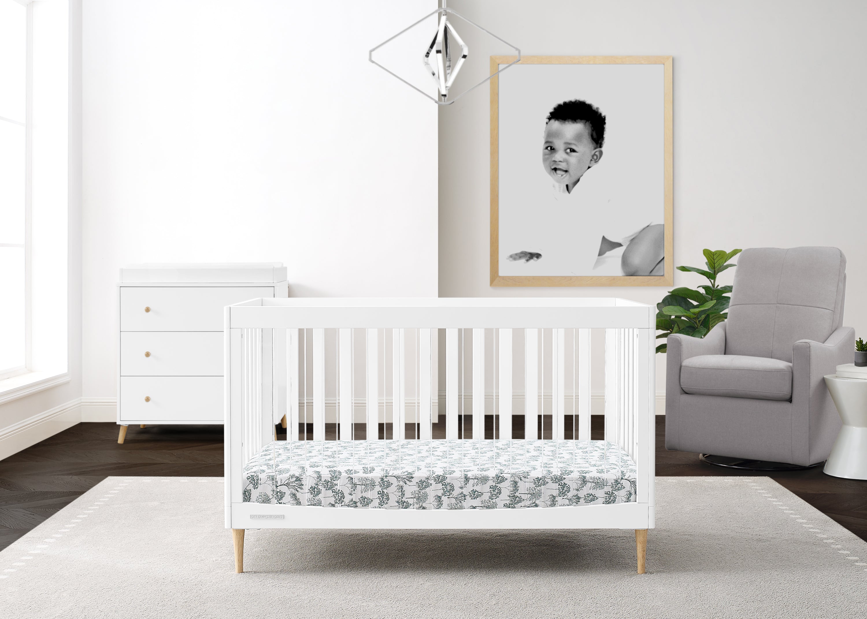 Austin Acrylic 4-in-1 Convertible Baby Crib - Toddler Bed, Daybed & Full-Size Bed | Modern Nursery Furniture for Boys & Girls | Perfect for Small Spaces & Growing Families