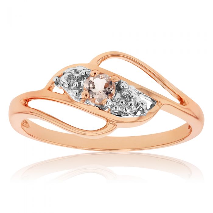 9ct Gold Morganite and Diamond Ring for Women - Elegant Rose Gold Engagement & Wedding Band - Perfect for Proposals, Anniversaries, and Special Occasions