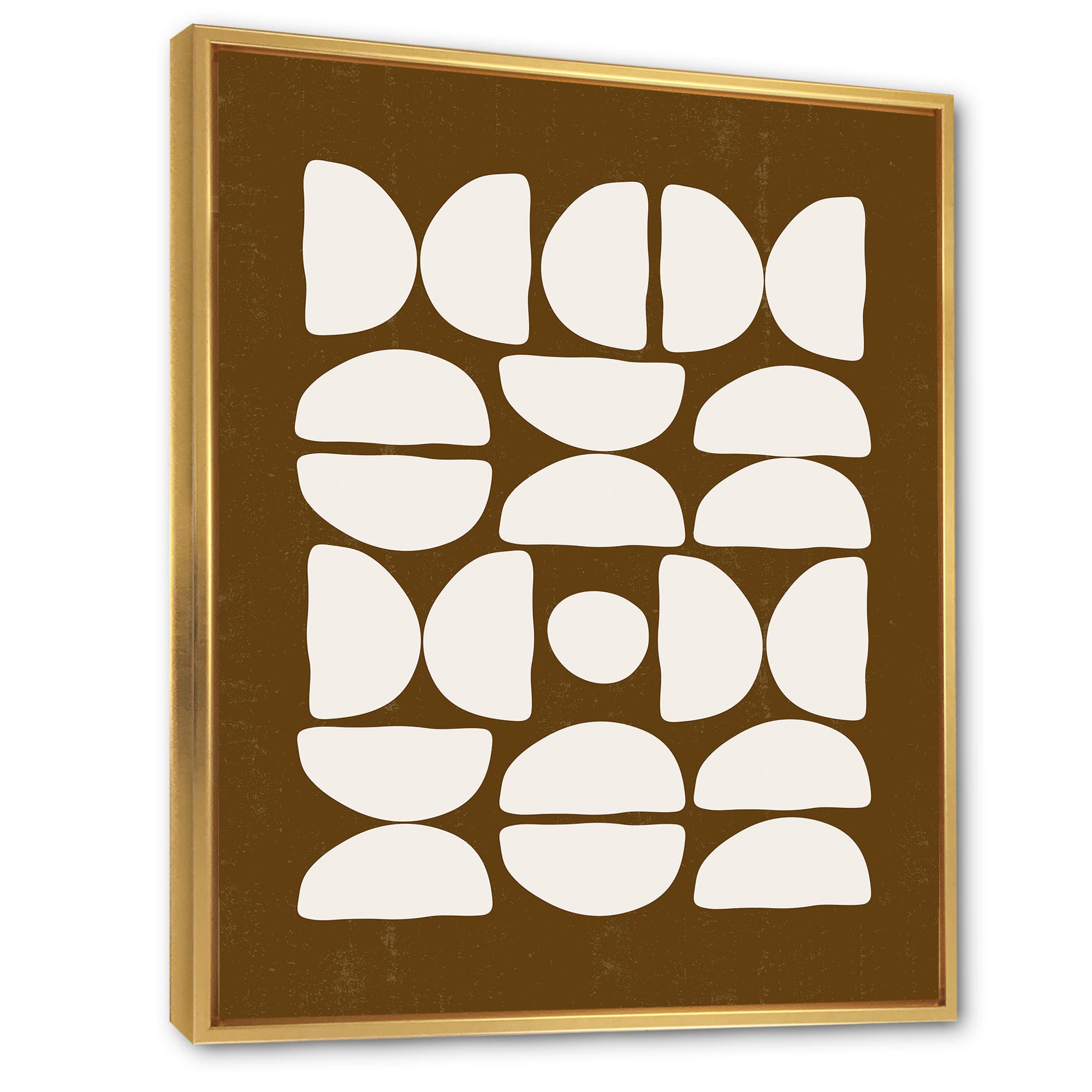 DesignQ Abstract Minimal Half Moon Canvas Wall Art - Modern Framed Print for Living Room, Bedroom & Office Decor