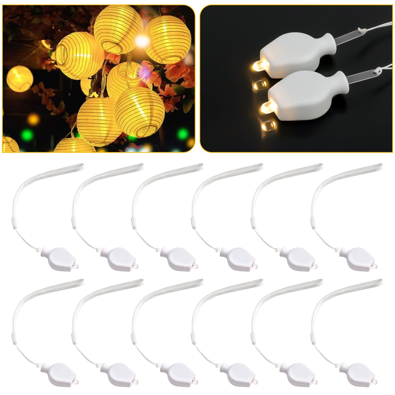 LED Mini Paper Lantern Lights - Warm White Battery Powered Fairy Lights for Balloons, Weddings, Parties, Holidays & Home Decor - 24 Pack with 2X CR2032 Batteries - Perfect for Indoor/Outdoor Decorations, Centerpieces, and Ambient Lighting