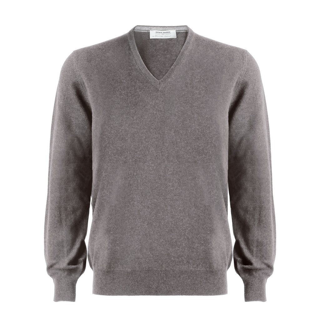 Premium GRAN SASSO Wool Cashmere V-Neck Sweater in Khaki | Soft & Warm Winter Pullover for Men | Perfect for Office, Casual Outings & Holiday Gatherings