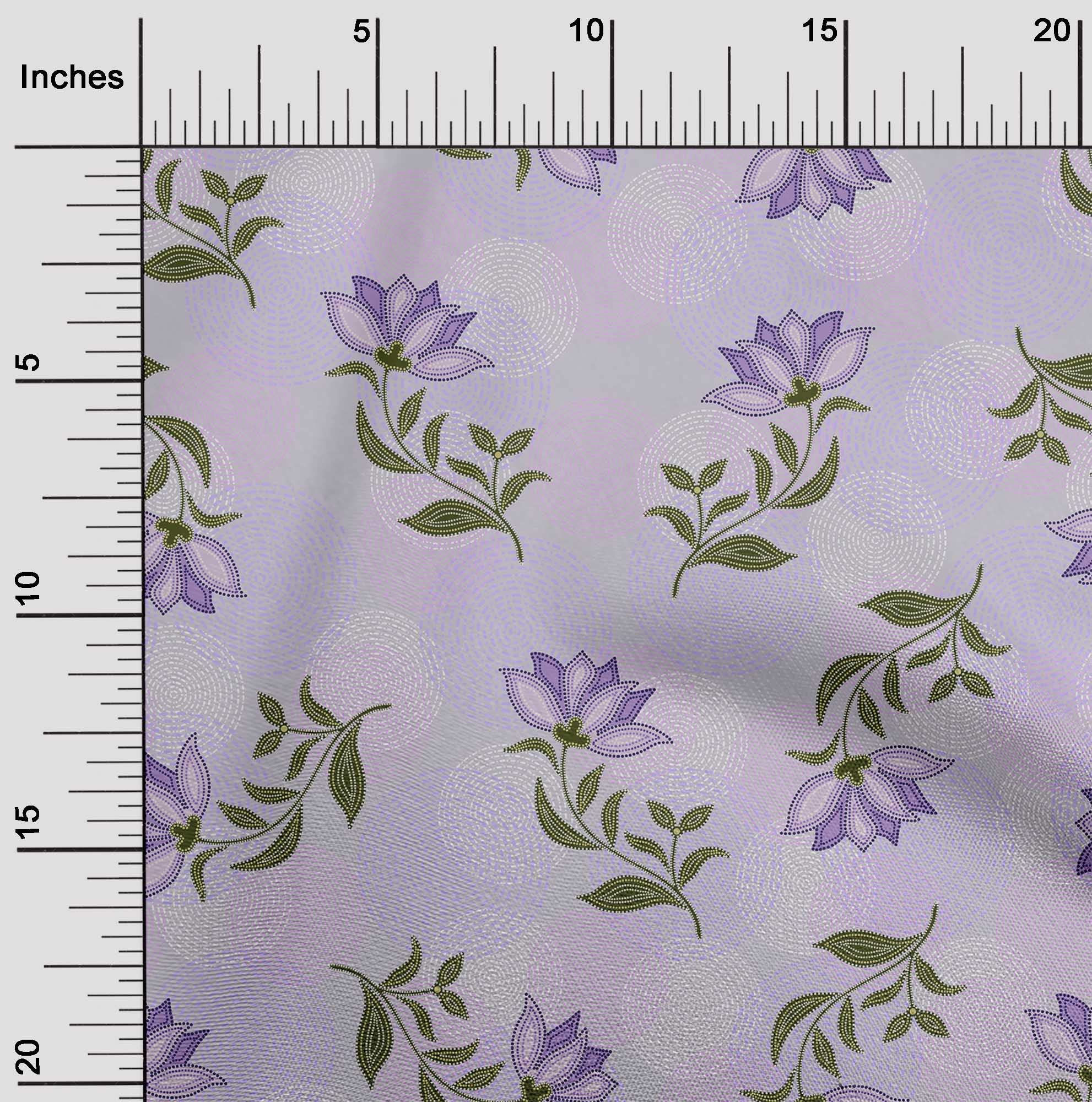 Premium Cotton Cambric Fabric with Lavender Dotted Floral Print - 42 Inch Wide by the Yard - Perfect for Sewing Projects, Quilting, Dressmaking & Home Decor