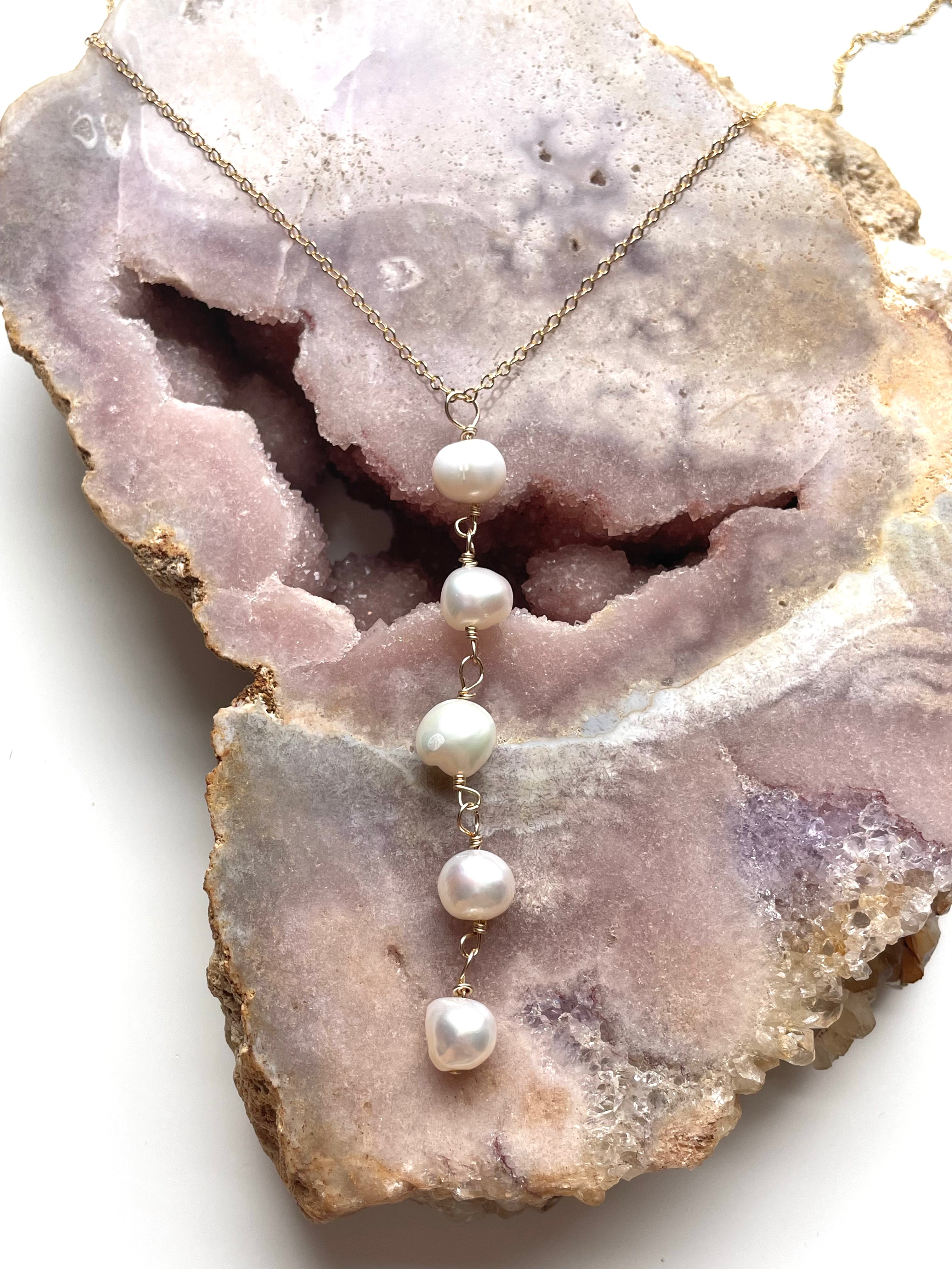 Elegant Pearl Lariat Necklace - Long Layering Pearl Chain for Women | Perfect for Weddings, Parties & Everyday Elegance