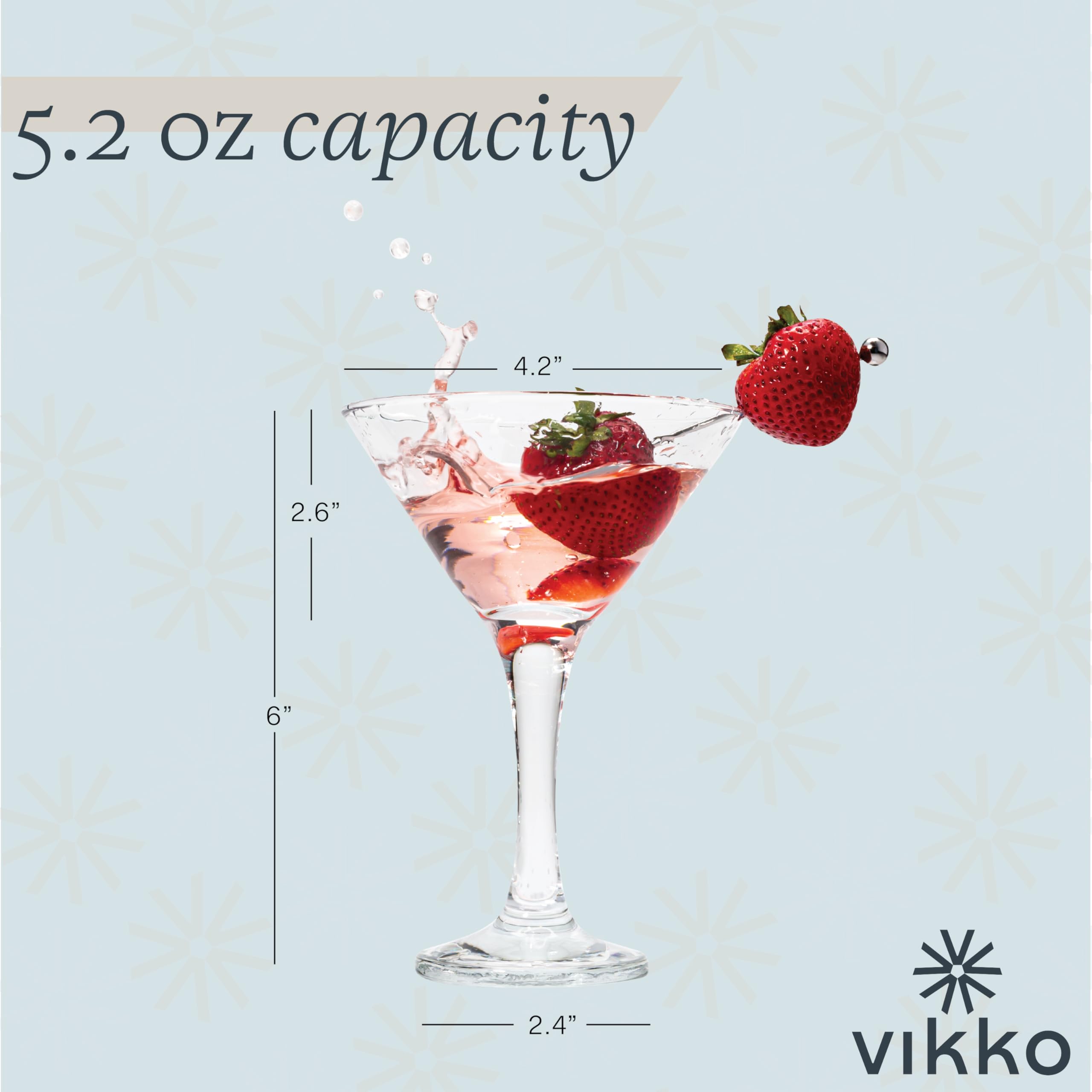 Vikko 12-Piece Martini Glass Set - 5.2 oz Stemmed Cocktail Glasses for Martinis, Cosmopolitans & Mixed Drinks | Elegant Barware, Dishwasher Safe Bulk Glasses | Perfect for Home Bars, Parties & Entertaining