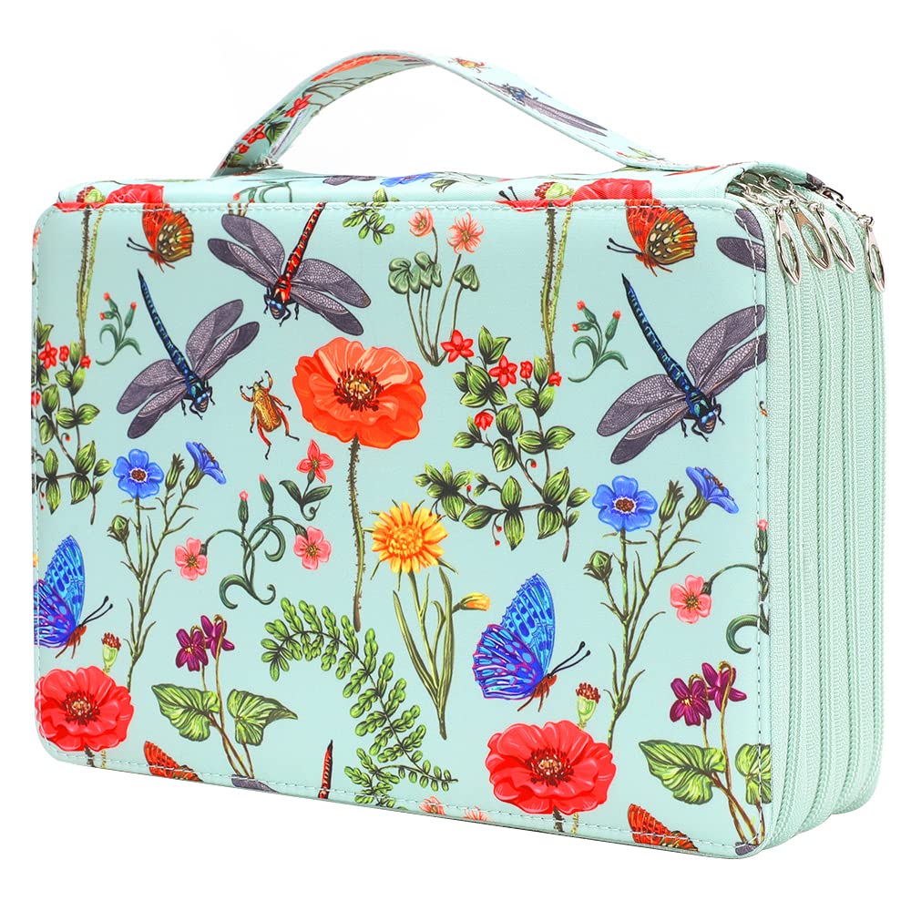 Vomgomfom 168-Slot Colored Pencil Case - Large Capacity Zippered Twill Fabric Pencil Holder for Watercolor Pens, Markers & Art Supplies - Perfect Artist & Student Organizer (Green) - Ideal for School, Office & Travel Art Projects