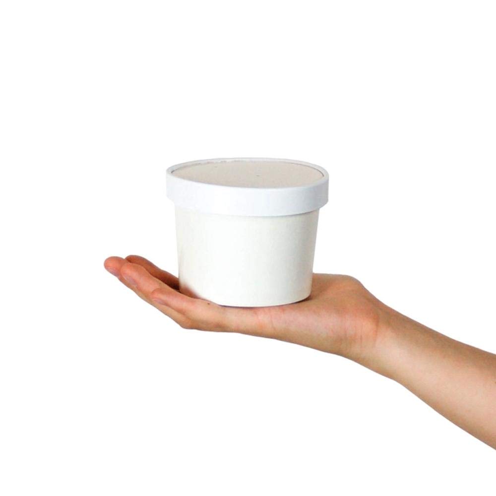 12oz Disposable Paper Cups with Lids & Spoons - 50 Sets Combo Pack for Soup, Dessert, Granola, Ice Cream, Yogurt | 12 Ounce Paper Bowls for Hot/Cold Food | Perfect for Home Use, Parties, Catering & Everyday Meals