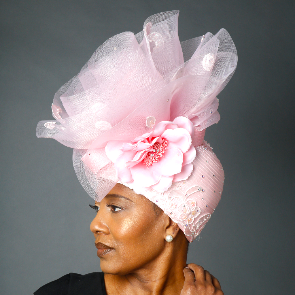 Elegant OE0018 Horse Hair Pillbox Hat with Lace and Floral Embellishments - Perfect for Weddings, Tea Parties & Vintage Fashion Events