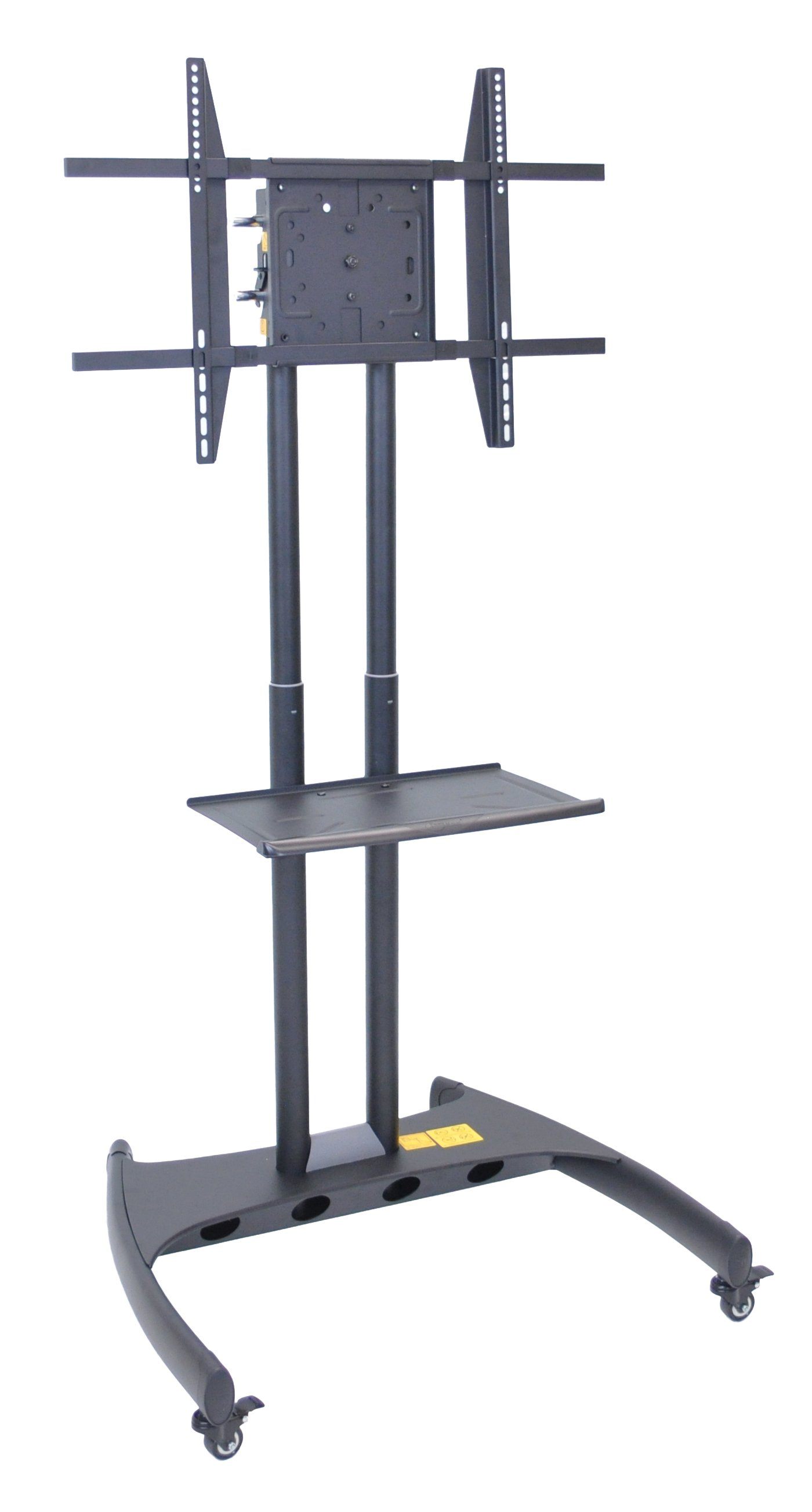 Luxor Adjustable Height Flat Panel Cart with Accessory Shelf & 90° Rotating Mount - Perfect for TV, Monitor & Digital Signage Installation