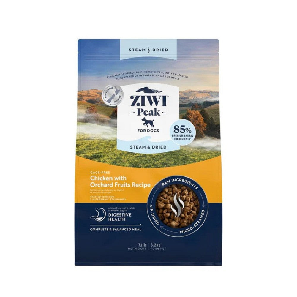 Premium Cage-Free Chicken with Orchard Fruits Dog Food - Steam & Dried for Optimal Nutrition | Perfect for Adult Dogs & Puppies at Home or Travel
