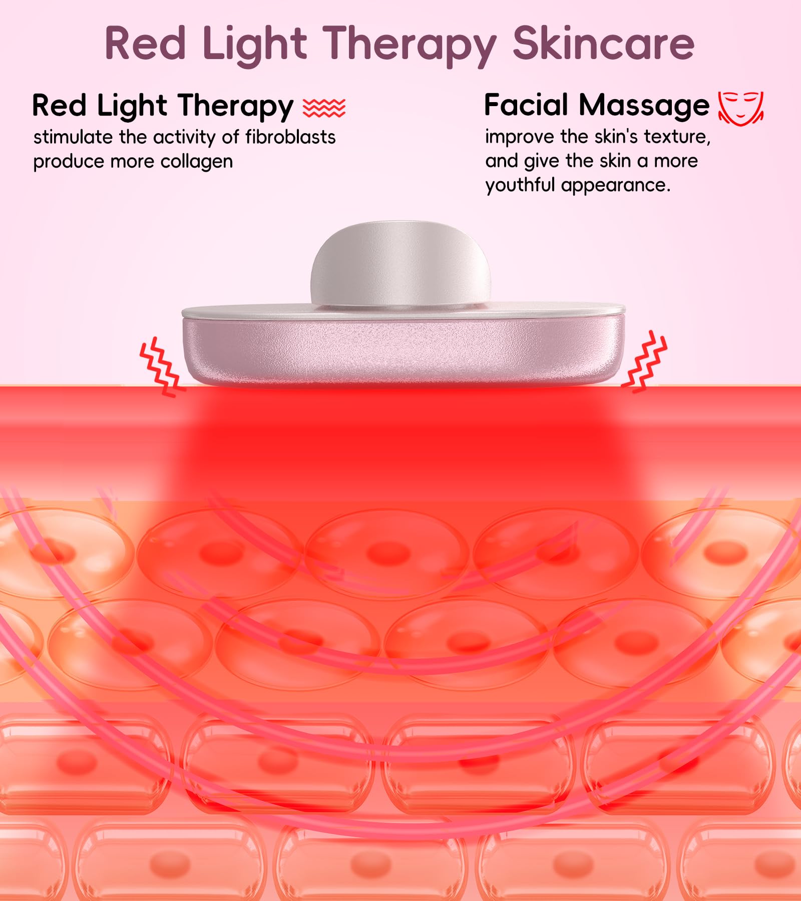 Red Light Therapy Wand for Face & Neck - Anti-Aging Skin Care Device with Facial Massager for Wrinkles, Dark Circles & Skin Rejuvenation | At-Home Beauty Treatment for Glowing Skin