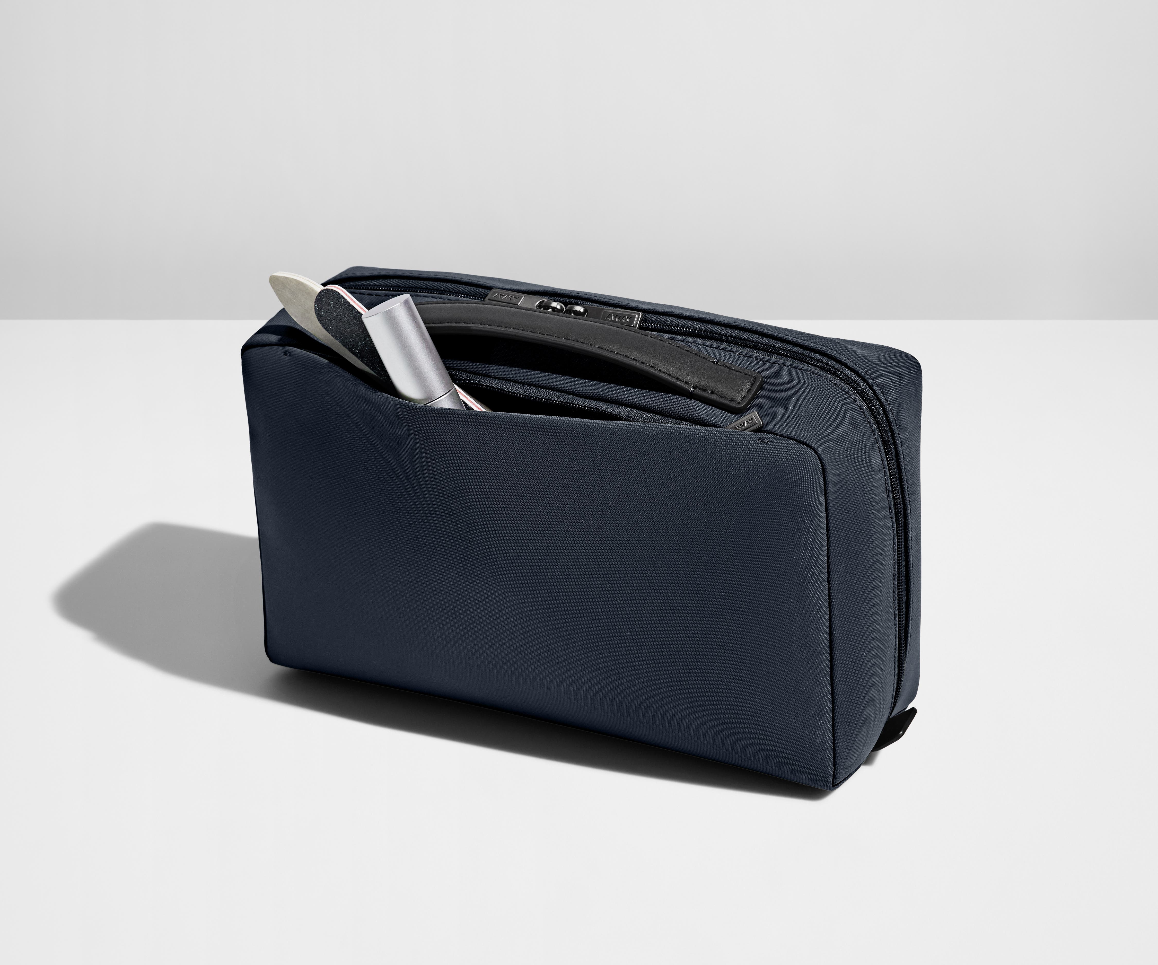 Premium Large Navy Blue Toiletry Bag for Travel - Waterproof Cosmetic Organizer with Hanging Hook for Bathroom, Gym & Weekend Getaways