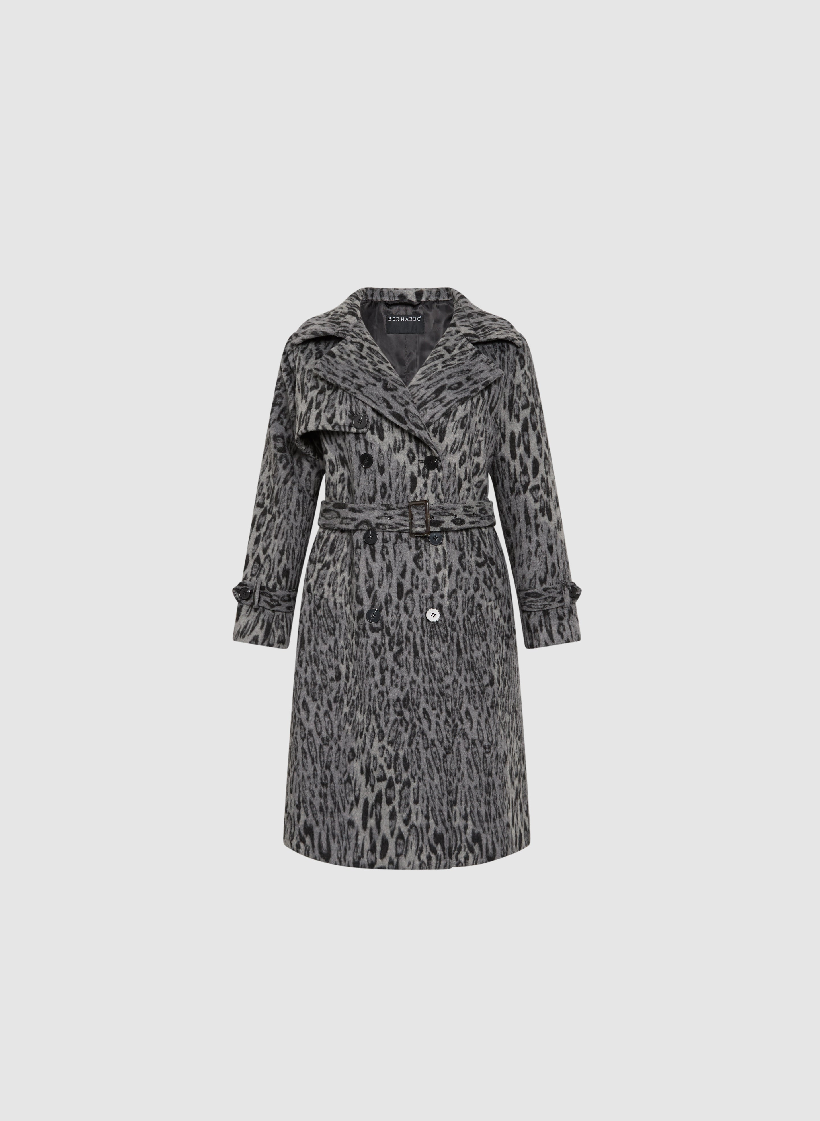 Bernardo Women's Faux Fur Leopard Print Coat - Winter Warm Long Coat with Hood, Fashionable Animal Print Jacket for Cold Weather, Perfect for Outdoor Activities and Casual Wear