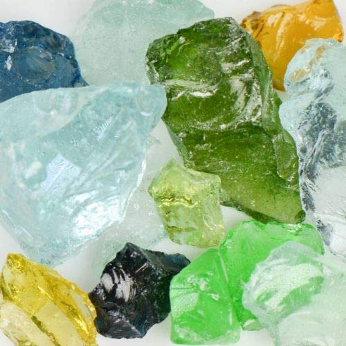 Premium American Specialty Jewel Mix Medium Landscape Glass - 50 Lbs Bulk for Garden Decor, Pathways & Aquariums | Decorative Gravel for Outdoor & Indoor Use