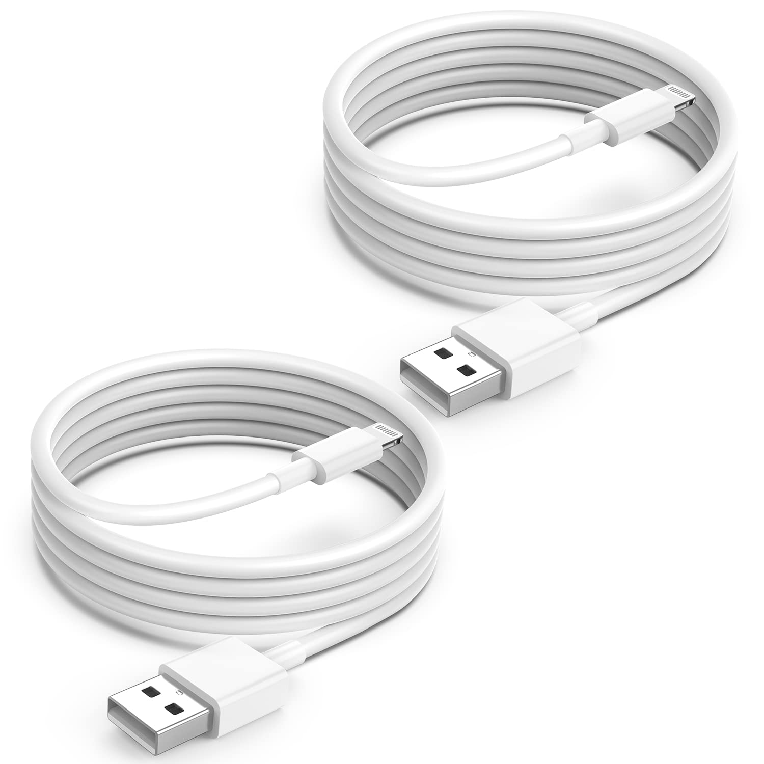 Apple MFi Certified Lightning Cable 2-Pack (1M/3.3ft) - Compatible with iPhone 14/13/12/11/X/8 Series & iPad - Fast Charging & Sync - Perfect for Home, Office & Travel Use