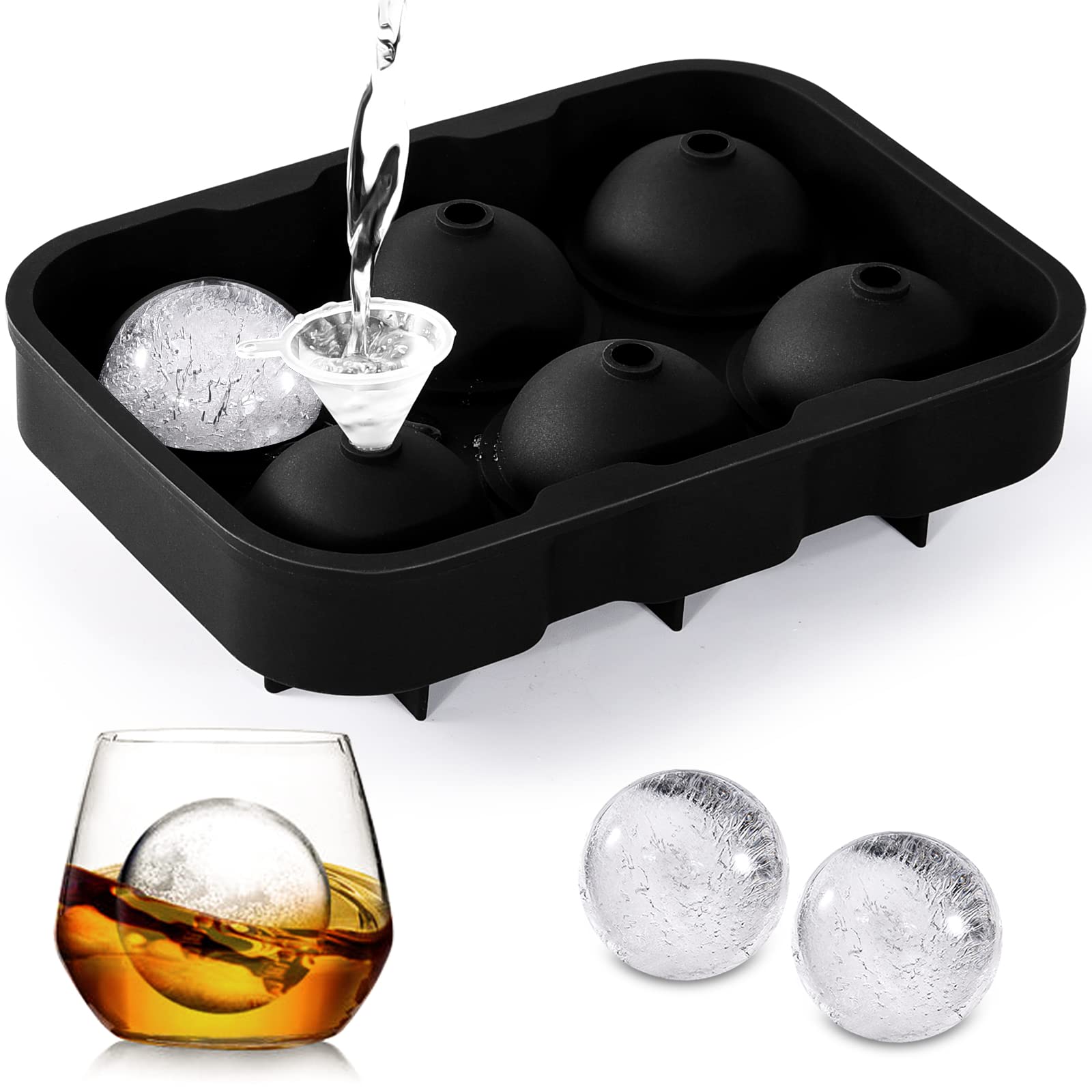 Premium Silicone Ice Cube Trays with Lid - Sphere Ice Ball Maker for Whiskey, Cocktails & Bourbon | BPA Free, Reusable, 1 Pack | Perfect for Home Bars, Parties & Gift Giving