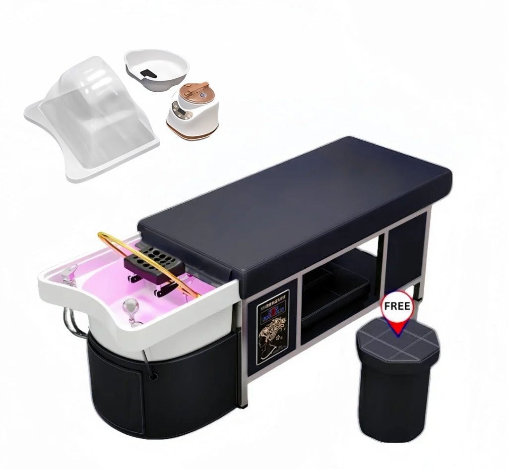 Premium Greenlife Paramount Thai Head Spa Salon Bed with Stainless Steel & Ceramic Basin - Complete Set for Professional Hair Washing & Scalp Massage in Salons & Spas