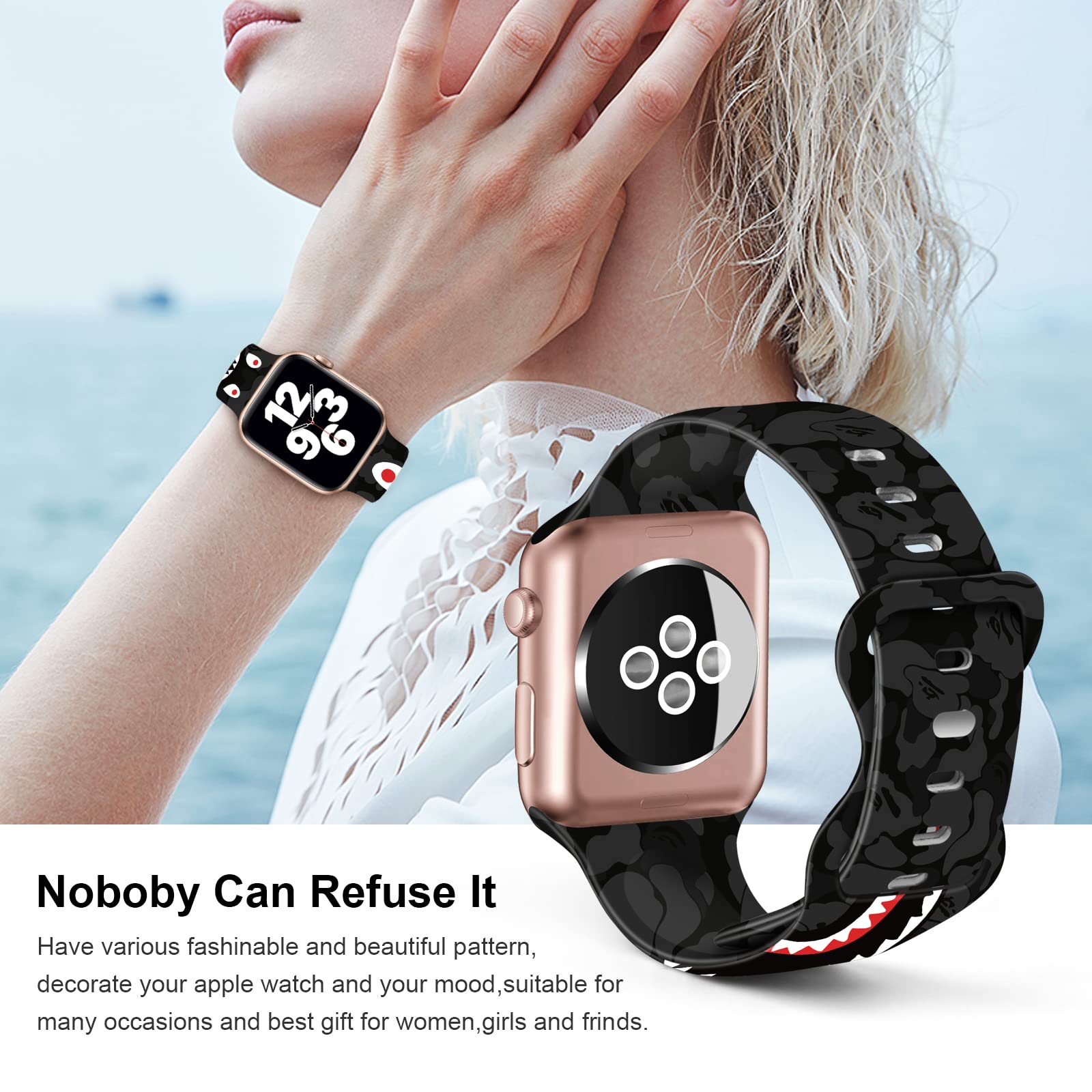 Soft Silicone Apple Watch Bands for 38mm/40mm/42mm/44mm - Sport Replacement Strap Compatible with iWatch Series 6/5/4/3/2/1/SE - Breathable & Comfortable for Men & Women - Perfect for Workouts, Running & Daily Wear