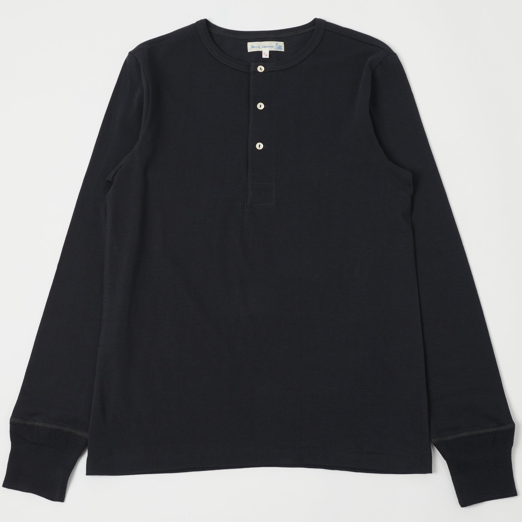Merz b. Schwanen 206 Premium Cotton Long Sleeve Henley Shirt for Men - Charcoal Gray | Casual Wear, Layering & Everyday Comfort