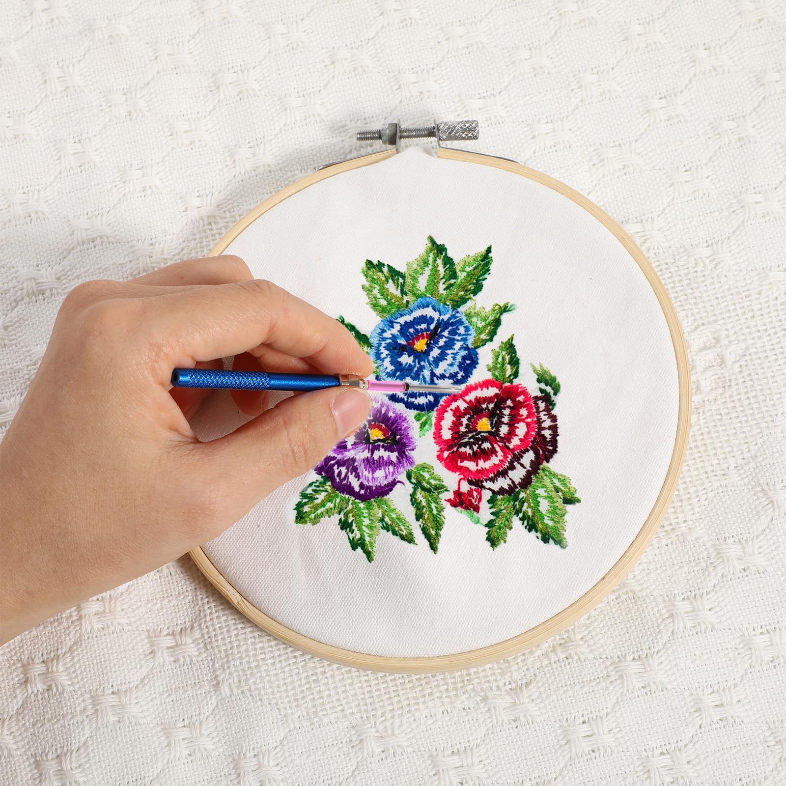 13-Piece Punch Needle Embroidery Kit for Beginners - 10 Sizes Punch Needles with Handles, Cross Stitch DIY Craft Tools for Adults | Perfect for Home Decor, Wall Art & Handmade Gift Projects