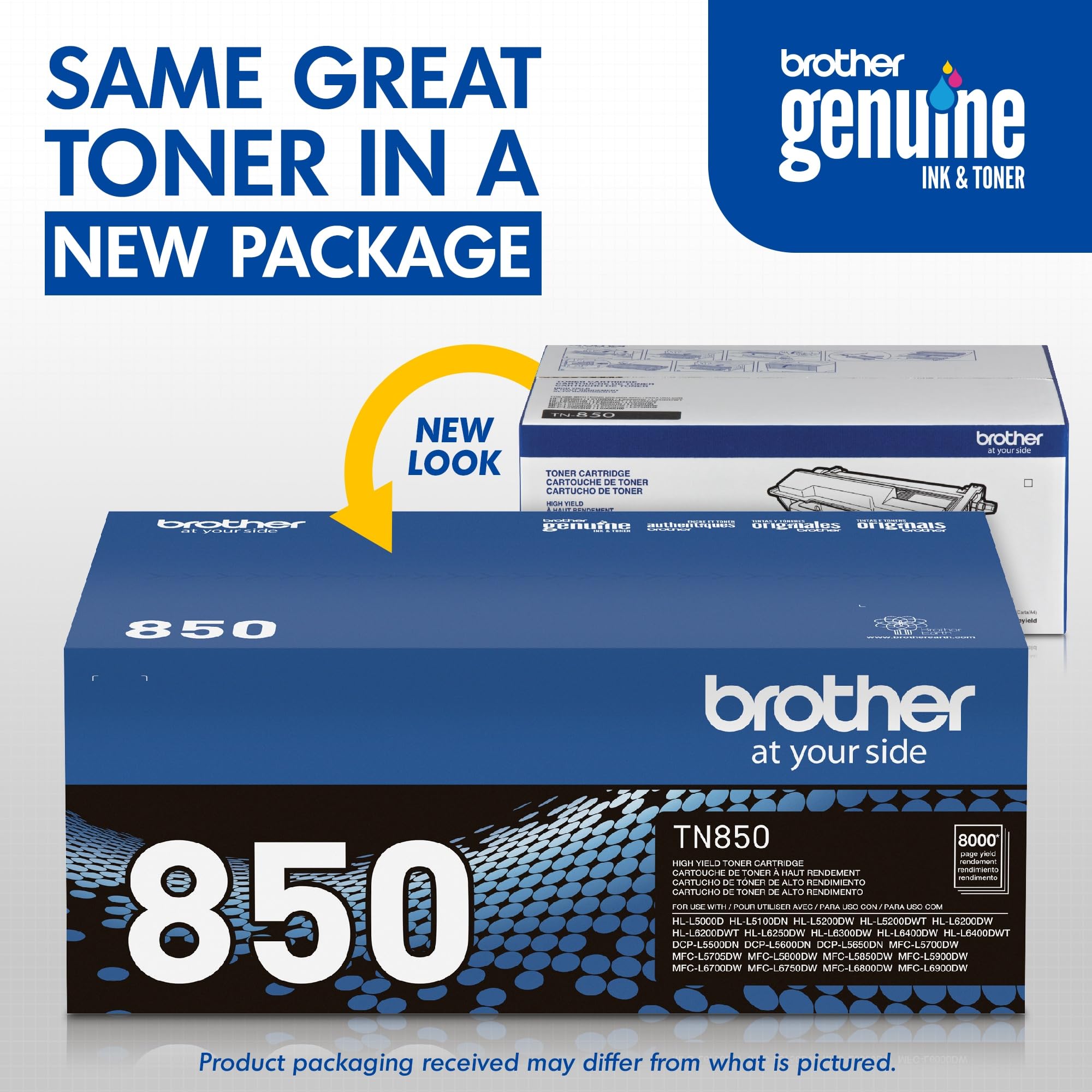 Brother TN850 High Yield Black Toner Cartridge - Genuine Replacement (Up to 8,000 Pages) | Compatible with Brother Printers | Ideal for Home Office & Small Business Printing Needs