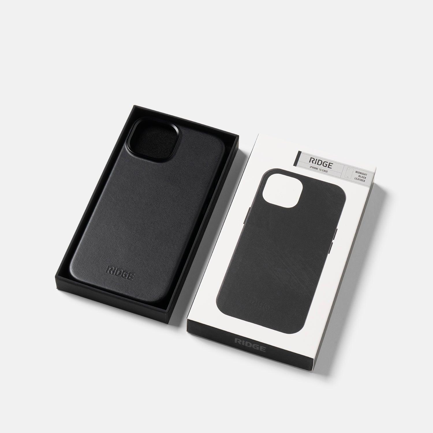 Premium Leather iPhone 15 Case - Midnight Black Slim Protective Cover for Everyday Use | Perfect for Work, Travel & Daily Protection