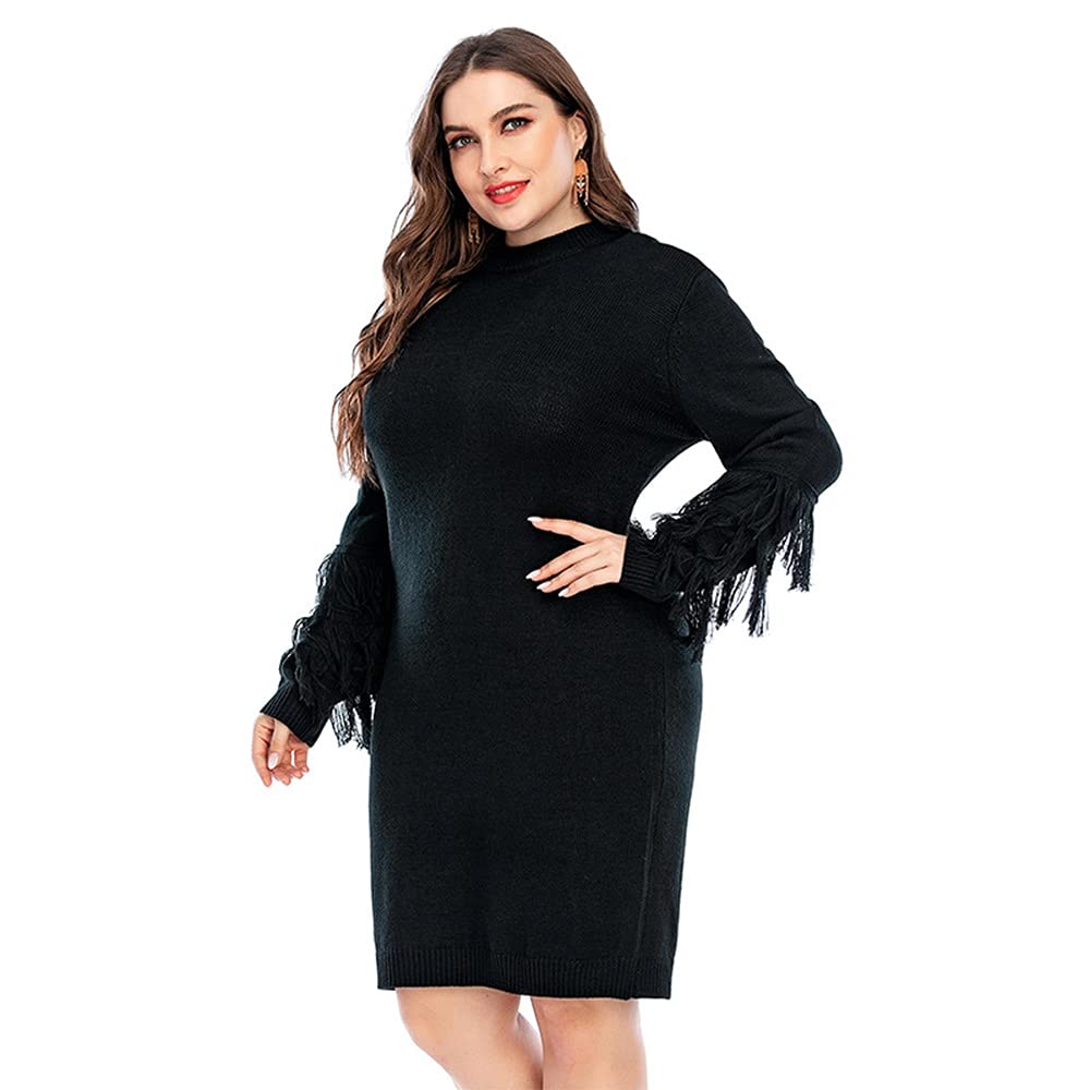 Plus Size Oversized Black Sweater Dress for Women - Cozy Christmas Sweatshirt in 3XL | Perfect for Holiday Parties & Casual Winter Outfits
