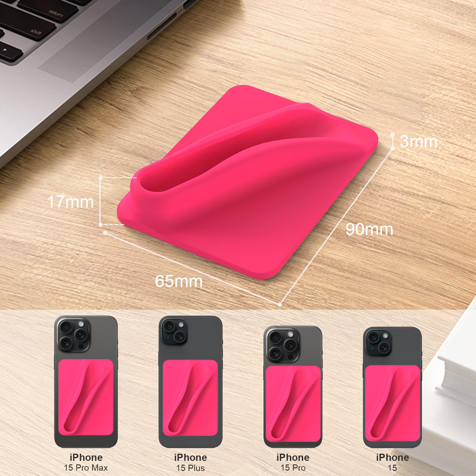 DOB SECHS Silicone Phone Lipstick Holder - Universal Adhesive Back Sticker for iPhone & Android - Dark Peach - Perfect for Makeup Touch-Ups On-The-Go