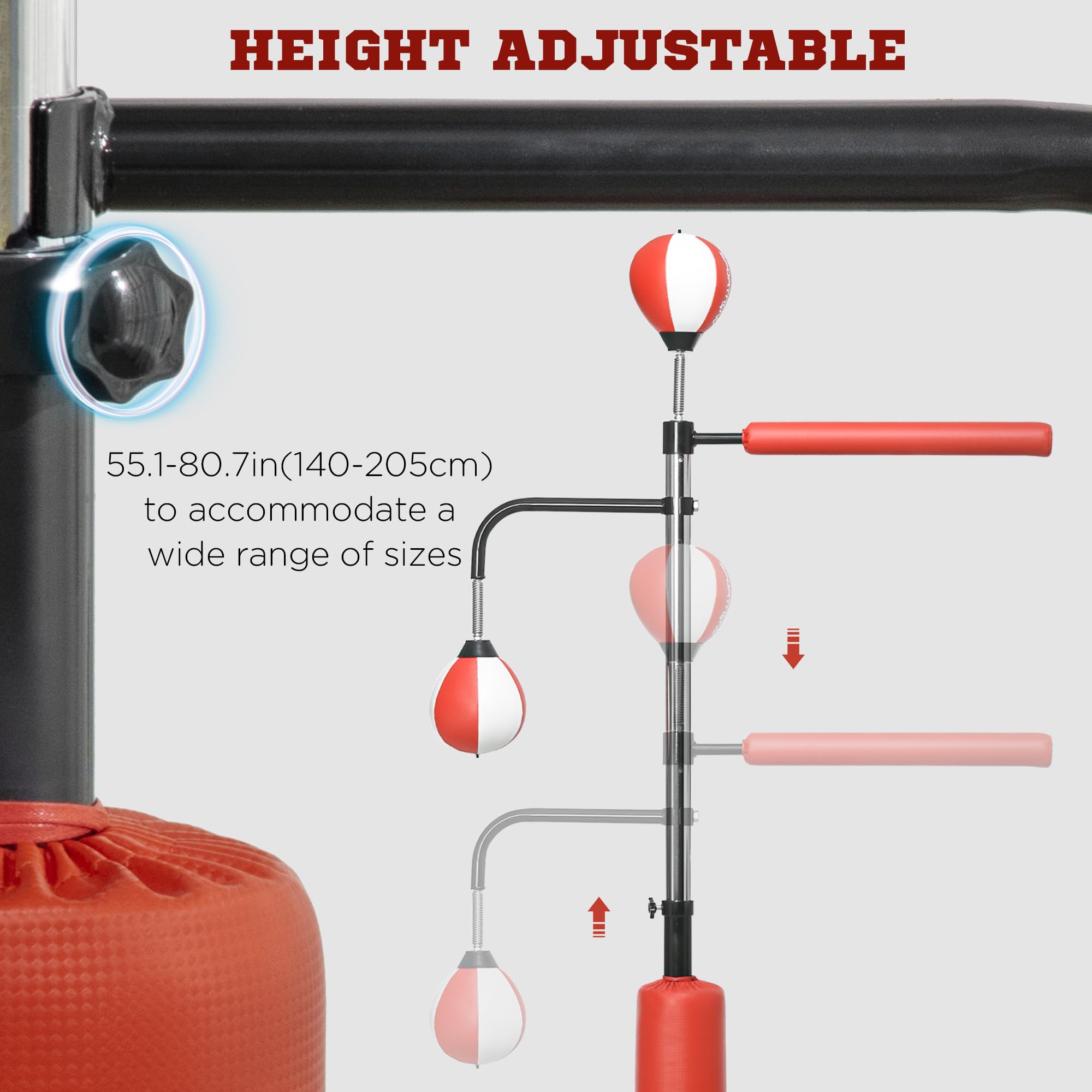 Soozier Freestanding Punching Bag for Adults & Teens - Adjustable Height Boxing Bag with Reflex Bar, Speed Balls & Suction Cup Base - Perfect for Home Gym, Boxing Training, Cardio Workout & Stress Relief