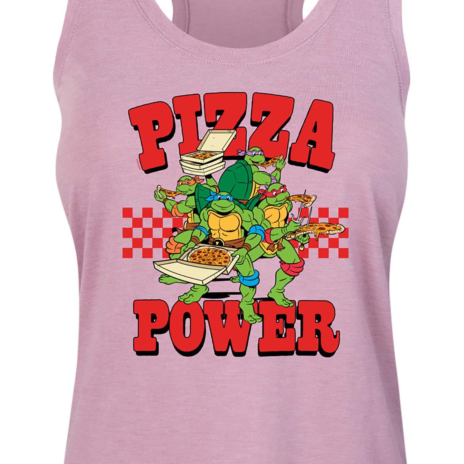 HYBRID APPAREL Teenage Mutant Ninja Turtles Pizza Power Women's Racerback Tank Top - Soft Breathable Workout Top for Gym, Yoga & Casual Wear