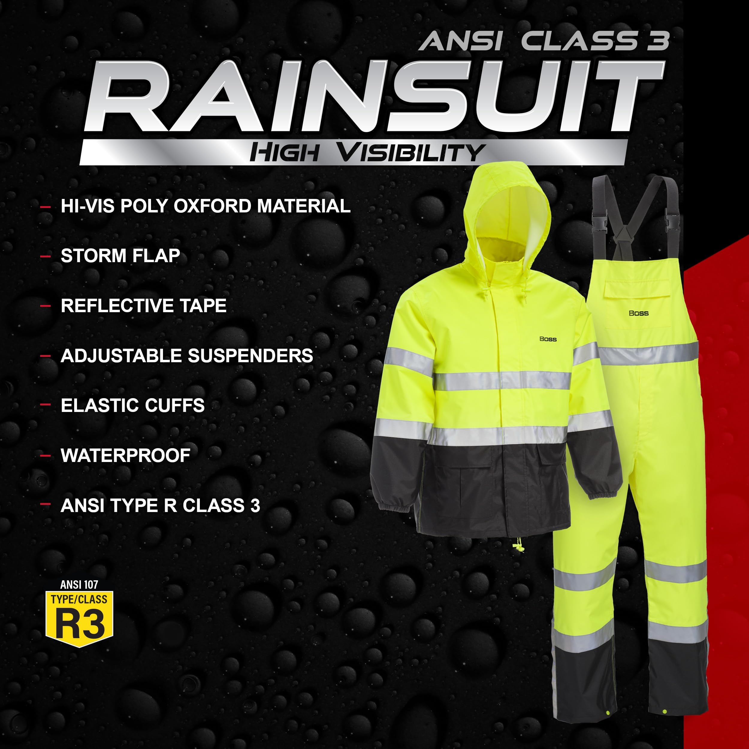 BOSS Tools Waterproof Rain Suit for Men & Women - Lightweight & Breathable Outdoor Rain Gear for Hiking, Camping, and Work