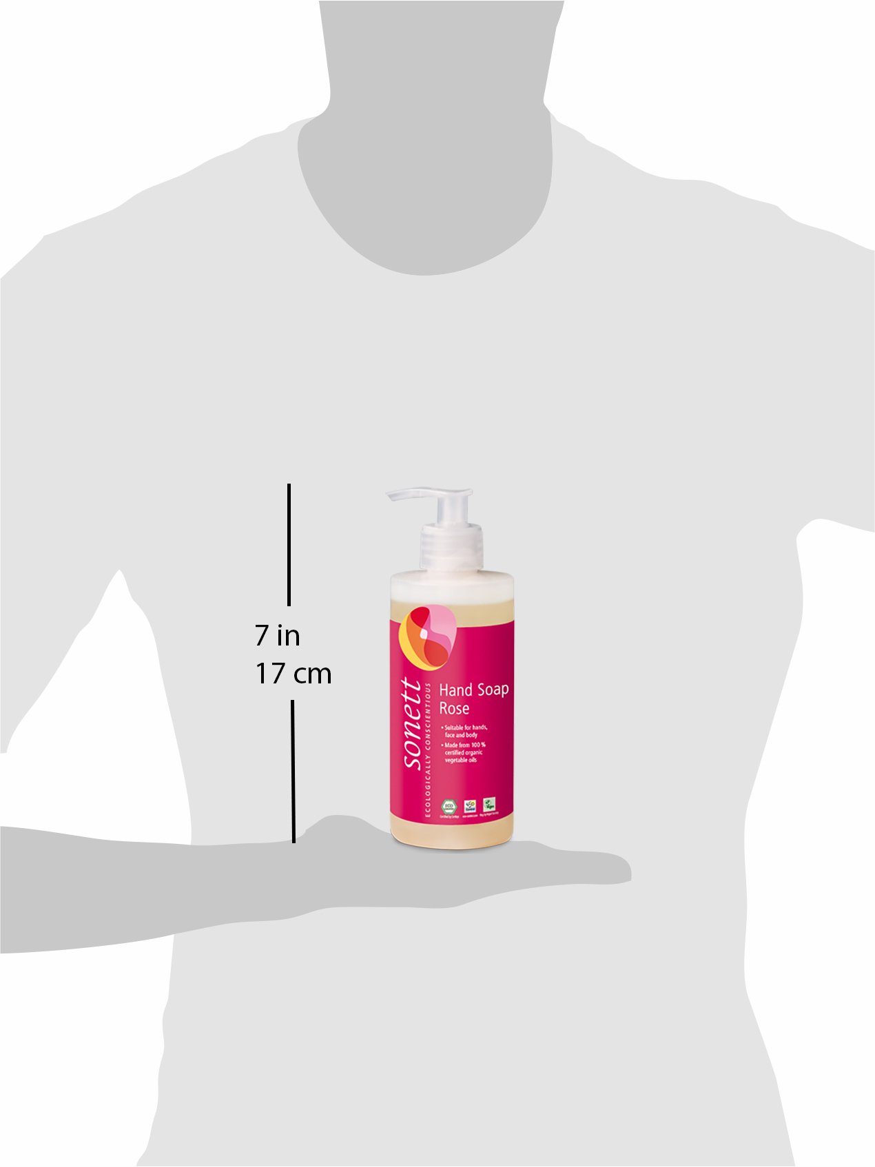 Sonett Organic Liquid Hand Soap - Rose Scented Body Wash for Hands, Face & Body | USDA Certified Organic | 1 Count (8.5 fl oz) | Gentle Cleansing for Daily Hygiene, Spa-like Bathroom Experience